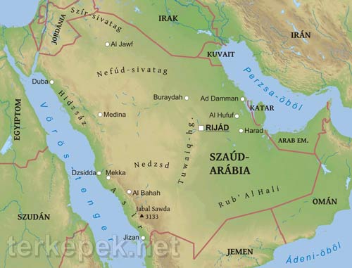 Szaúd-Arábia domborzata és vízrajza