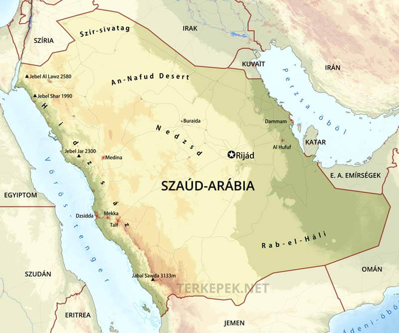Szaúd-Arábia térkép